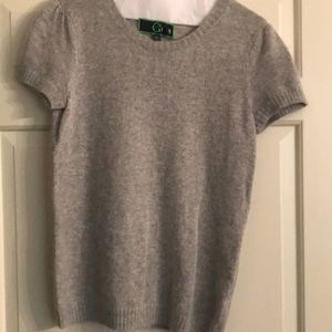 Grey angora rabbit hair short sleeve sweater